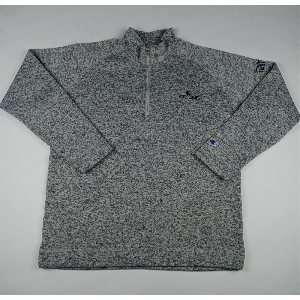 CHAMPION Notre Dame Fighting Irish 1/4 Zip Sweater Sweatshirt NCAA Men's Large